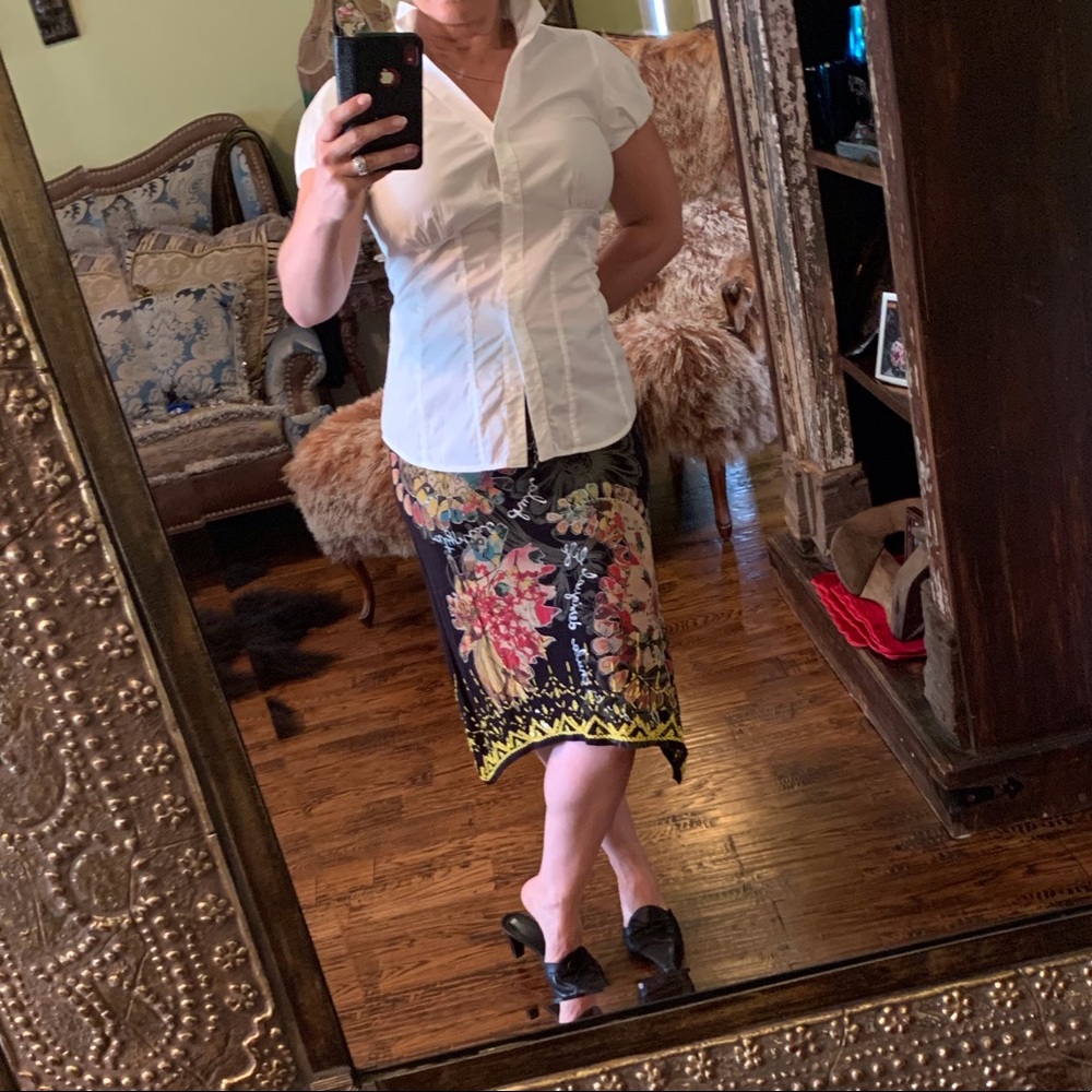 Desigual Floral Black Skirt Size M